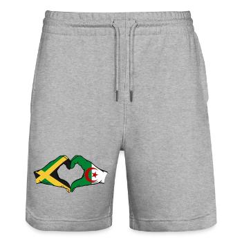 Jamaica Algeria Hands Heart Shape - Stanley/Stella Trainer Unisex Organic Jogging Shorts - heather grey - Front - Nik (191cm) & Marisol (170cm)
