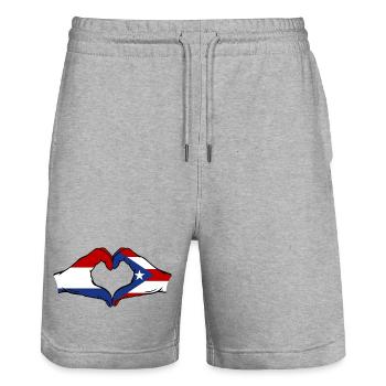 Holland Puerto Rico Hände Herzform - Stanley/Stella Unisex Bio Joggingshorts Trainer  - Grau meliert - Vorne - Nik (191cm) & Marisol (170cm)