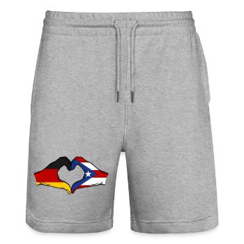 Allemagne Porto Rico Mains Forme de Coeur - Short de jogging bio TRAINER Stanley/Stella unisexe - gris chiné - Devant - Nik (191cm) & Marisol (170cm)