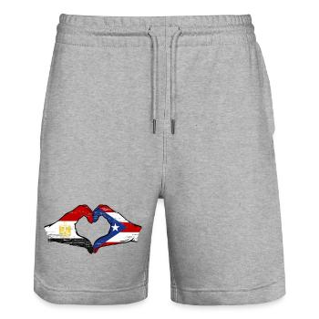 Egypt Puerto Rico Hands Heart Shape Used - Stanley/Stella Trainer Unisex Organic Jogging Shorts - heather grey - Front - Nik (191cm) & Marisol (170cm)