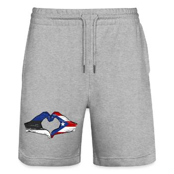 Estonia Puerto Rico Hands Heart Shape Used - Stanley/Stella Trainer Unisex Organic Jogging Shorts - heather grey - Front - Nik (191cm) & Marisol (170cm)