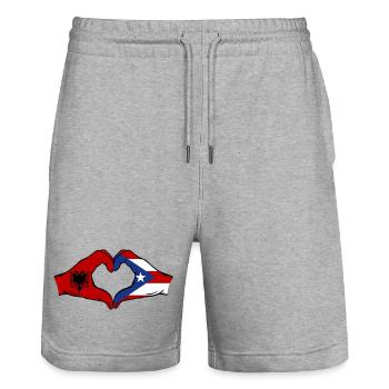 Albanien Puerto Rico Hände Herzform - Stanley/Stella Unisex Bio Joggingshorts Trainer  - Grau meliert - Vorne - Nik (191cm) & Marisol (170cm)