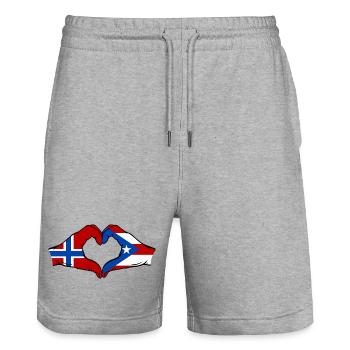Norway Puerto Rico Hands Heart Shape - Stanley/Stella Trainer Unisex Organic Jogging Shorts - heather grey - Front - Nik (191cm) & Marisol (170cm)