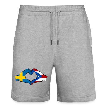 Schweden Puerto Rico Hände Herzform - Stanley/Stella Unisex Bio Joggingshorts Trainer  - Grau meliert - Vorne - Nik (191cm) & Marisol (170cm)
