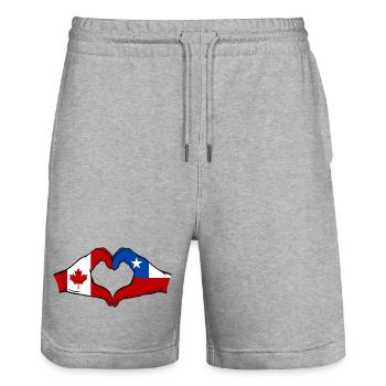 Kanada Chile Flagge Hände Herzform - Stanley/Stella Unisex Bio Joggingshorts Trainer  - Grau meliert - Vorne - Nik (191cm) & Marisol (170cm)