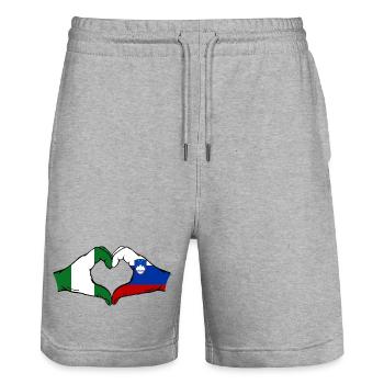 Nigeria Slovénie Drapeau Mains Coeur Forme - Short de jogging bio TRAINER Stanley/Stella unisexe - gris chiné - Devant - Nik (191cm) & Marisol (170cm)