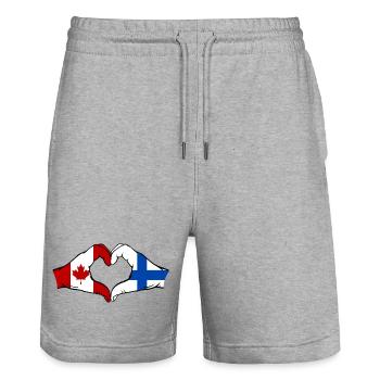Canada Finlande Drapeau Mains Coeur Forme - Short de jogging bio TRAINER Stanley/Stella unisexe - gris chiné - Devant - Nik (191cm) & Marisol (170cm)