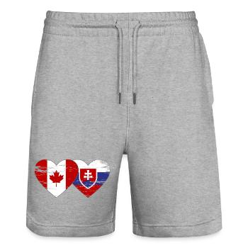Canada Slovakia flag heart used - Stanley/Stella Trainer Unisex Organic Jogging Shorts - heather grey - Front - Nik (191cm) & Marisol (170cm)