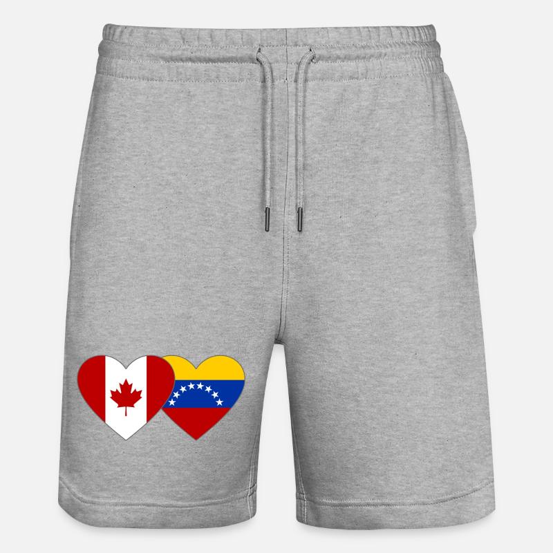 Drapeau Canada Venezuela Coeur - Short de jogging bio TRAINER Stanley/Stella unisexe - gris chiné