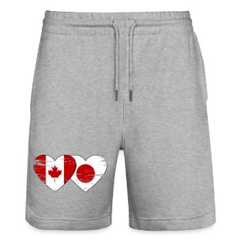 Canada Japon Drapeau Coeur Utilisé - Short de jogging bio TRAINER Stanley/Stella unisexe - gris chiné - Devant - Nik (191cm) & Marisol (170cm)
