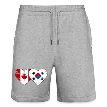 Canada Corée du Sud Drapeau Coeur Utilisé - Short de jogging bio TRAINER Stanley/Stella unisexe - gris chiné - Devant - Nik (191cm) & Marisol (170cm)