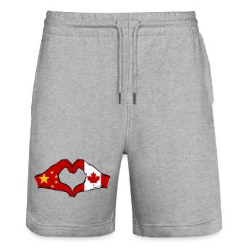 China Kanada Flagge Hände Herzform - Stanley/Stella Unisex Bio Joggingshorts Trainer  - Grau meliert - Vorne - Nik (191cm) & Marisol (170cm)