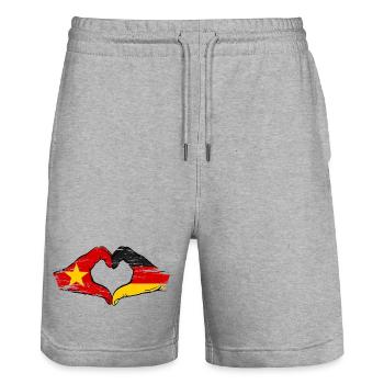 Vietnam Deutschland Flagge Hände Herzform used - Stanley/Stella Unisex Bio Joggingshorts Trainer  - Grau meliert - Vorne - Nik (191cm) & Marisol (170cm)