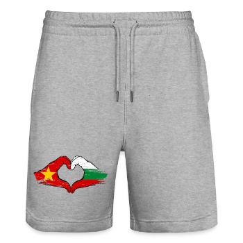 Vietnam Bulgarie Drapeau Mains Coeur Forme Utilisé - Short de jogging bio TRAINER Stanley/Stella unisexe - gris chiné - Devant - Nik (191cm) & Marisol (170cm)