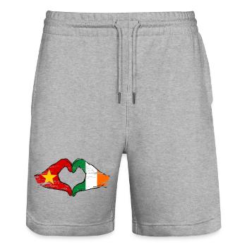 Vietnam Irlande Drapeau Mains Coeur Forme Utilisé - Short de jogging bio TRAINER Stanley/Stella unisexe - gris chiné - Devant - Nik (191cm) & Marisol (170cm)