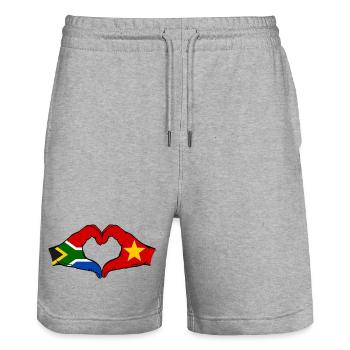 Afrique du Sud Vietnam Drapeau Mains Coeur Forme - Short de jogging bio TRAINER Stanley/Stella unisexe - gris chiné - Devant - Nik (191cm) & Marisol (170cm)