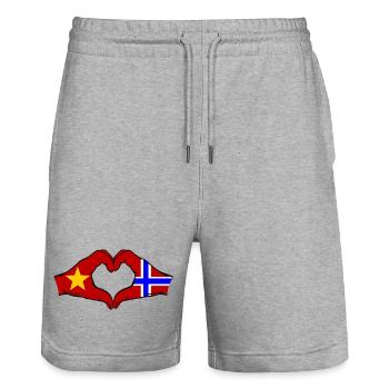 Vietnam Norvège Drapeau Mains Coeur Forme - Short de jogging bio TRAINER Stanley/Stella unisexe - gris chiné - Devant - Nik (191cm) & Marisol (170cm)