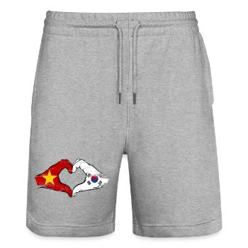 Vietnam Corée du Sud Drapeau Mains Coeur Forme Utilisé - Short de jogging bio TRAINER Stanley/Stella unisexe - gris chiné - Devant - Nik (191cm) & Marisol (170cm)