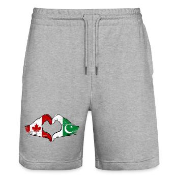 Drapeau du Canada Pakistan mains en forme de coeur utilisé - Short de jogging bio TRAINER Stanley/Stella unisexe - gris chiné - Devant - Nik (191cm) & Marisol (170cm)