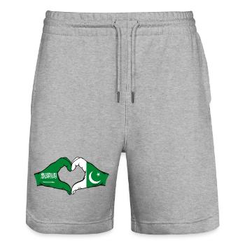Arabie Saoudite Pakistan Drapeau Mains Coeur Forme - Short de jogging bio TRAINER Stanley/Stella unisexe - gris chiné - Devant - Nik (191cm) & Marisol (170cm)