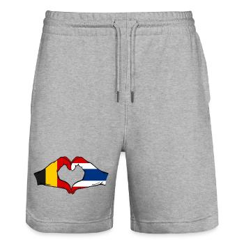 Belgien Thailand Flagge Hände Herzform - Stanley/Stella Unisex Bio Joggingshorts Trainer  - Grau meliert - Vorne - Nik (191cm) & Marisol (170cm)