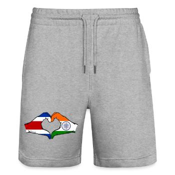 Costa Rica Inde Drapeau Mains Coeur Forme - Short de jogging bio TRAINER Stanley/Stella unisexe - gris chiné - Devant - Nik (191cm) & Marisol (170cm)