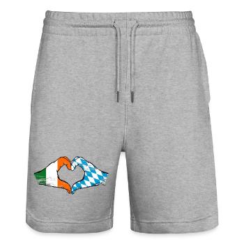 Ireland Bavaria Flag Hands Heart Shape Used - Stanley/Stella Trainer Unisex Organic Jogging Shorts - heather grey - Front - Nik (191cm) & Marisol (170cm)