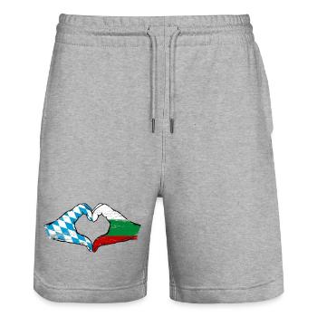 Bavière, Bulgarie, Drapeau, Mains, Forme de coeur Utilisé - Short de jogging bio TRAINER Stanley/Stella unisexe - gris chiné - Devant - Nik (191cm) & Marisol (170cm)