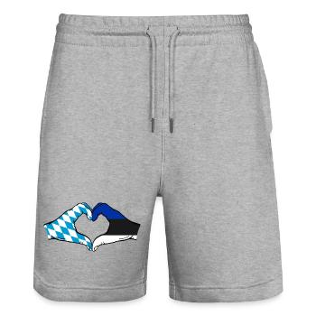 Bavière, Estonie, Drapeau, Aiguilles, Coeur - Short de jogging bio TRAINER Stanley/Stella unisexe - gris chiné - Devant - Nik (191cm) & Marisol (170cm)