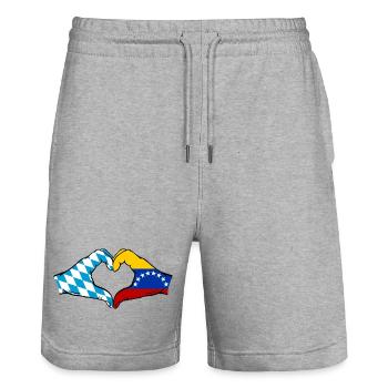 Bavaria Venezuela Flag Hands Heart Shape - Stanley/Stella Trainer Unisex Organic Jogging Shorts - heather grey - Front - Nik (191cm) & Marisol (170cm)