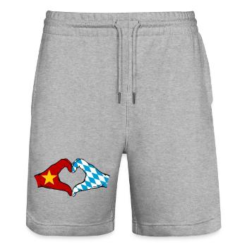Vietnam Bavière Drapeau Mains Coeur Forme - Short de jogging bio TRAINER Stanley/Stella unisexe - gris chiné - Devant - Nik (191cm) & Marisol (170cm)