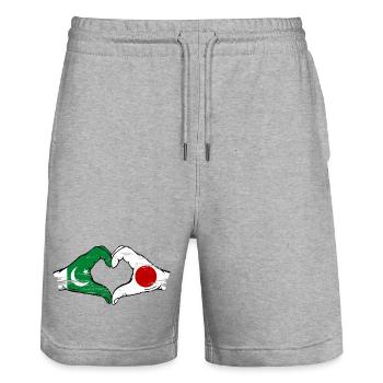 Pakistan Japon Drapeau Mains Coeur Forme Utilisé - Short de jogging bio TRAINER Stanley/Stella unisexe - gris chiné - Devant - Nik (191cm) & Marisol (170cm)