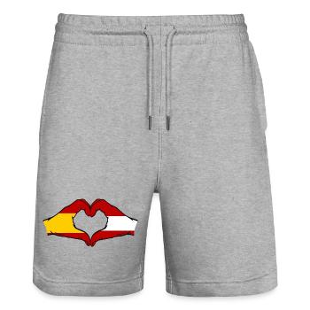 Spain Austria Flag Hands Heart Shape - Stanley/Stella Trainer Unisex Organic Jogging Shorts - heather grey - Front - Nik (191cm) & Marisol (170cm)
