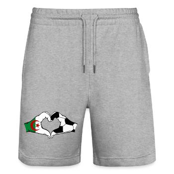 Algerien Fussball Flagge Haende Herzform - Stanley/Stella Unisex Bio Joggingshorts Trainer  - Grau meliert - Vorne - Nik (191cm) & Marisol (170cm)