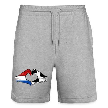 Holland Fussball Flagge Haende Herzform used - Stanley/Stella Unisex Bio Joggingshorts Trainer  - Grau meliert - Vorne - Nik (191cm) & Marisol (170cm)