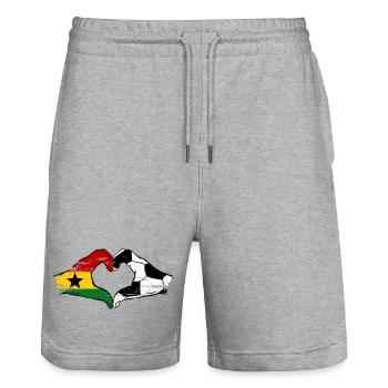 Ghana Fussball Flagge Haende Herzform used - Stanley/Stella Unisex Bio Joggingshorts Trainer  - Grau meliert - Vorne - Nik (191cm) & Marisol (170cm)