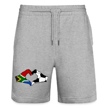 Afrique du Sud Football Drapeau Mains Coeur Forme - Short de jogging bio TRAINER Stanley/Stella unisexe - gris chiné - Devant - Nik (191cm) & Marisol (170cm)