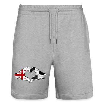 Georgia Football Flag Hands Heart Shape Used - Stanley/Stella Trainer Unisex Organic Jogging Shorts - heather grey - Front - Nik (191cm) & Marisol (170cm)