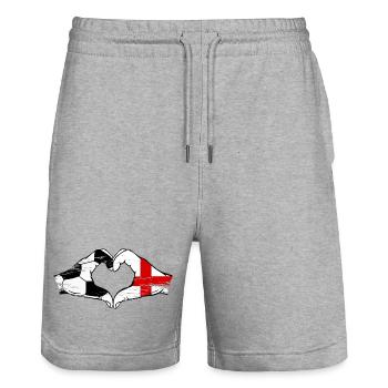 England Fussball Flagge Hände Herzform used - Stanley/Stella Unisex Bio Joggingshorts Trainer  - Grau meliert - Vorne - Nik (191cm) & Marisol (170cm)
