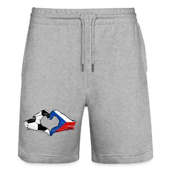 Tschechien Fussball Flagge Haende Herzform used - Stanley/Stella Unisex Bio Joggingshorts Trainer  - Grau meliert - Vorne - Nik (191cm) & Marisol (170cm)