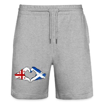 Géorgie Ecosse Drapeau Mains Coeur Forme Utilisé - Short de jogging bio TRAINER Stanley/Stella unisexe - gris chiné - Devant - Nik (191cm) & Marisol (170cm)