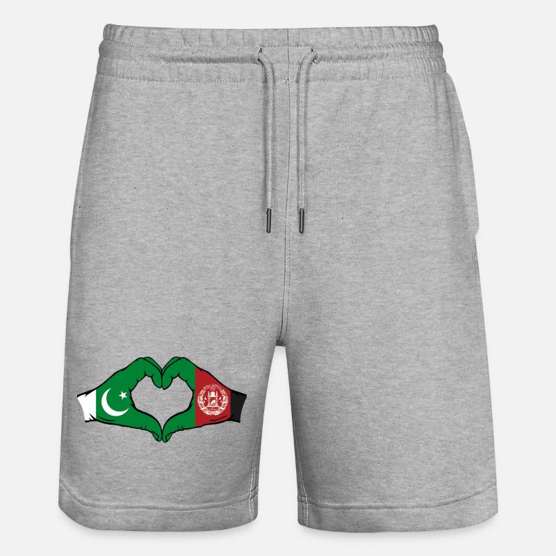 Pakistan Afghanistan drapeau mains coeur - Short de jogging bio TRAINER Stanley/Stella unisexe - gris chiné