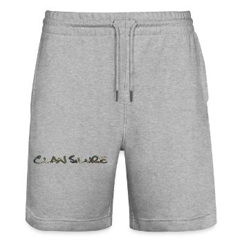 Clan Silure Wear - Design Camou Print single - Stanley/Stella Unisex Bio Joggingshorts Trainer  - Grau meliert - Vorne - Nik (191cm) & Marisol (170cm)