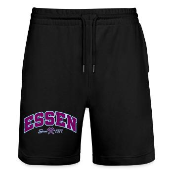 ESSEN - Stanley/Stella Unisex Bio Joggingshorts Trainer  - Schwarz - Vorne - Nik (191cm) & Marisol (170cm)