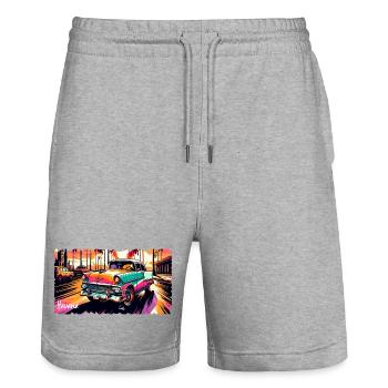 Kubanischer Traum: Sonne, Palmen und Havanna - Stanley/Stella Unisex Bio Joggingshorts Trainer  - Grau meliert - Vorne - Nik (191cm) & Marisol (170cm)