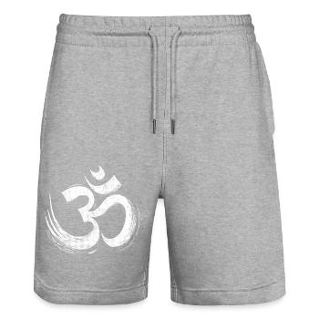 Om Logo Namah Shivaya Mantra Méditation Yoga - Short de jogging bio TRAINER Stanley/Stella unisexe - gris chiné - Devant - Nik (191cm) & Marisol (170cm)