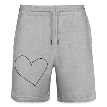 herz symbol liebe - Stanley/Stella Unisex Bio Joggingshorts Trainer  - Grau meliert - Vorne - Nik (191cm) & Marisol (170cm)