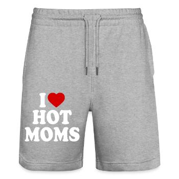 I love hot moms - Stanley/Stella Unisex Bio Joggingshorts Trainer  - Grau meliert - Vorne - Nik (191cm) & Marisol (170cm)