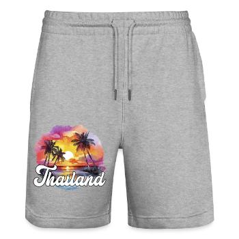 Thaïlande Destination de voyage Vacances Voyage Vacances - Short de jogging bio TRAINER Stanley/Stella unisexe - gris chiné - Devant - Nik (191cm) & Marisol (170cm)