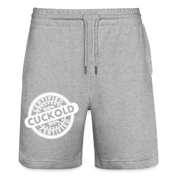 cuckold - Stanley/Stella Unisex Bio Joggingshorts Trainer  - Grau meliert - Vorne - Nik (191cm) & Marisol (170cm)